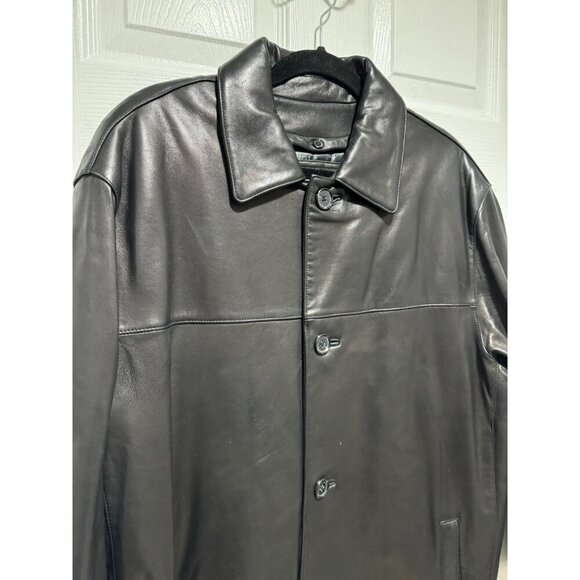 Marc New York Men's M Black Soft Leather Coat Button Closure Removable Lining - Picture 3 of 9